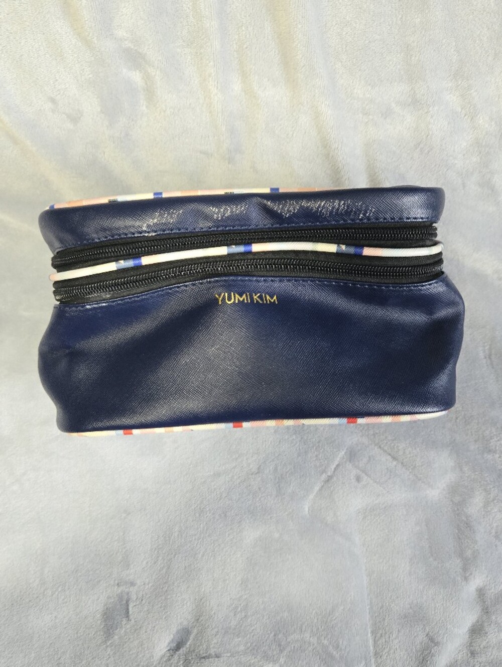 🟢 Yumi Kim Navy and Multicolor Zip Cosmetic Case